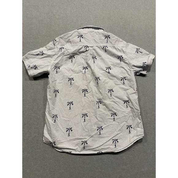 Free Planet White w/ Blue Polka Dot Palm Tree Short Sleeve XL Button Up Shirt - Picture 2 of 9